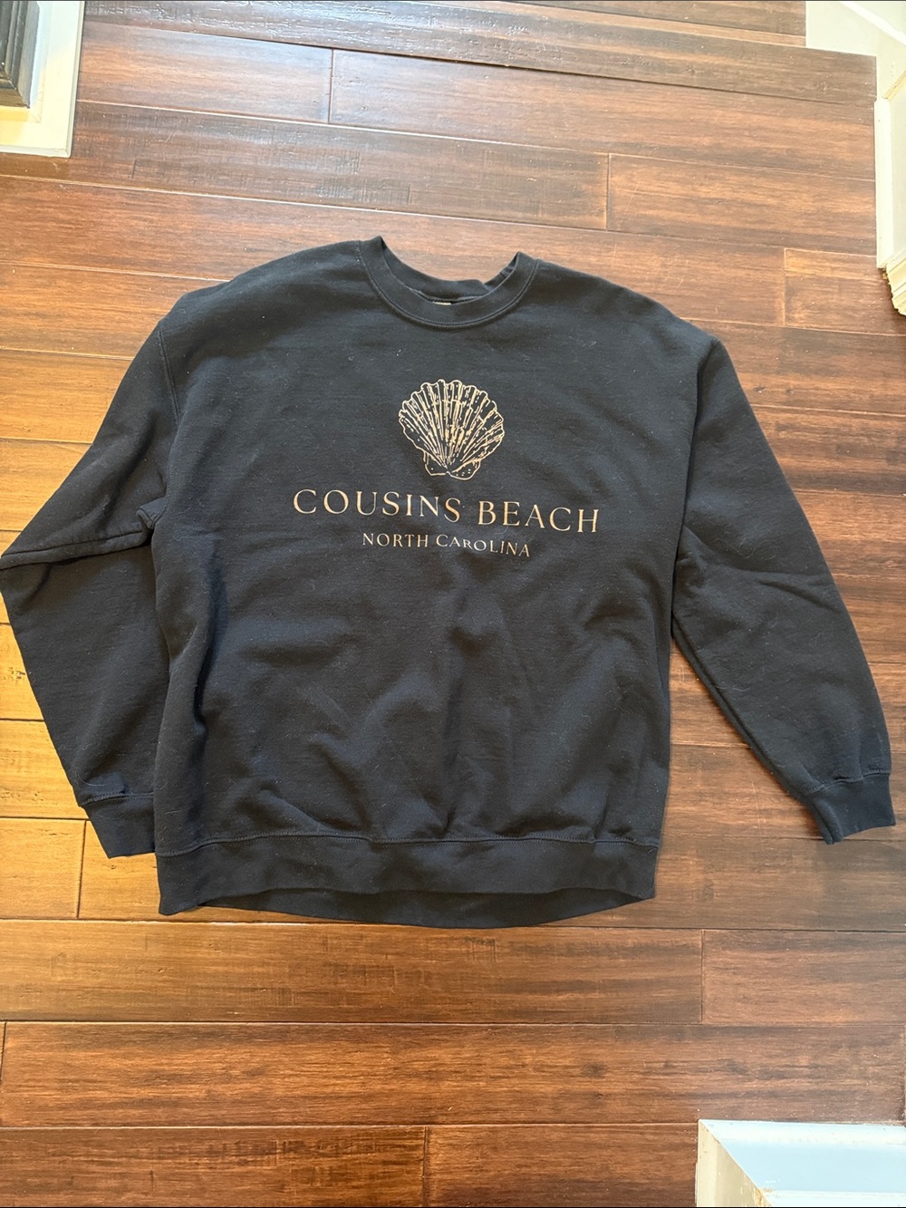 Cousins Beach North Carolina Black Crewneck Sweatshirt